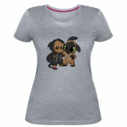 Женская премиум футболка Groot And Toothless - PrintSalon