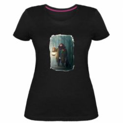 Женская премиум футболка Хагрид в лесу - PrintSalon