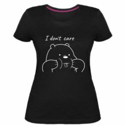 Женская премиум футболка I don't care white - PrintSalon