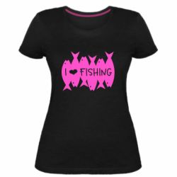 Жіноча преміум футболка I Love Fishing - PrintSalon