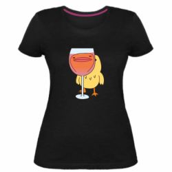 Женская премиум футболка Качка і келих вина - PrintSalon