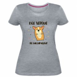 Женская премиум футболка Корги оптимист - PrintSalon