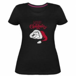 Женская премиум футболка Кот саймона рождество - PrintSalon