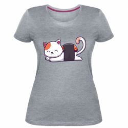 Женская премиум футболка Котик-суши - PrintSalon