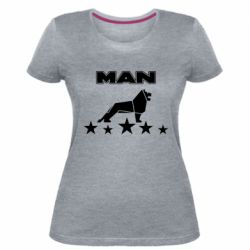 Женская премиум футболка Man lion and stars - PrintSalon