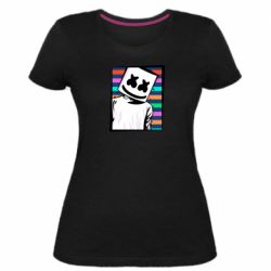 Женская премиум футболка Marshmello Colorful Portrait - PrintSalon