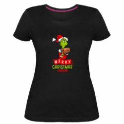 Женская премиум футболка Merry Christmas Ukraine-Grinch and Generator