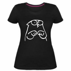 Женская премиум футболка Милый Кот Саймона - PrintSalon