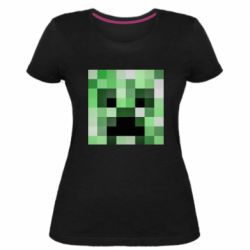 Женская премиум футболка Minecraft minimalist Creeper - PrintSalon