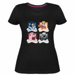 Женская премиум футболка Naruto team 7 in action - PrintSalon