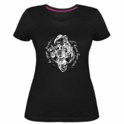 Женская стрейчевая футболка Не грусти казак, пусть враг плачет - PrintSalon