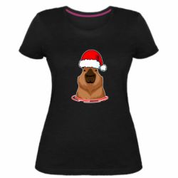 Женская премиум футболка Новогодняя капибара