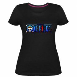 Женская премиум футболка One Piece Logo Skull - PrintSalon