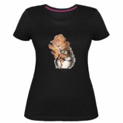 Женская премиум футболка Осенний ежик - PrintSalon