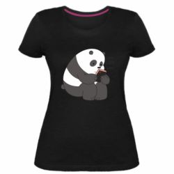 Женская премиум футболка Панда лайк - PrintSalon