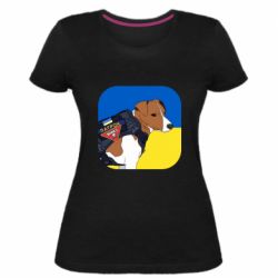 Женская премиум футболка Патрон на фоне флага - PrintSalon