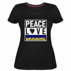 Женская стрейчевая футболка PEACE LOVE UKRAINE - PrintSalon