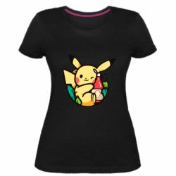 Женская премиум футболка Pikachu with ketchup - PrintSalon
