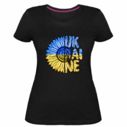 Женская премиум футболка Подсолнух Украина! - PrintSalon