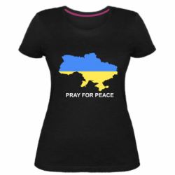 Женская стрейчевая футболка Pray for peace - PrintSalon