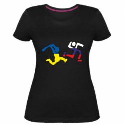 Женская стрейчевая футболка Рашисты прочь! - PrintSalon
