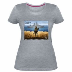 Женская стрейчевая футболка русский корабль иди на@