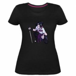 Женская премиум футболка Sasuke with katana - PrintSalon