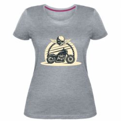 Женская премиум футболка Skull and Bike - PrintSalon
