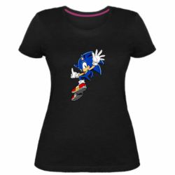 Женская премиум футболка Sonic and the jump - PrintSalon
