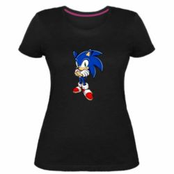 Женская премиум футболка Sonic with smile - PrintSalon