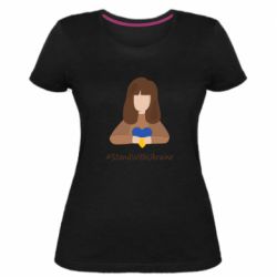 Женская стрейчевая футболка Stay with Ukraine - PrintSalon
