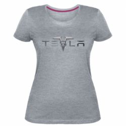 Женская премиум футболка Tesla Car logo - PrintSalon