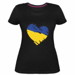 Женская премиум футболка Украина сердце с царапинами - PrintSalon