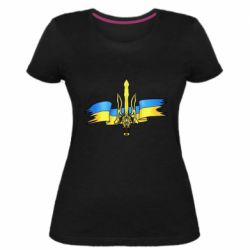 Женская стрейчевая футболка Украина трезубец - PrintSalon