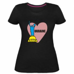 Женская стрейчевая футболка Ukraine in heart - PrintSalon