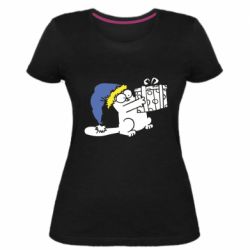 Женская премиум футболка Украинский кот саймона с подарком - PrintSalon