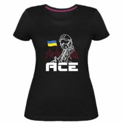 Женская стрейчевая футболка Украинский летчик - PrintSalon