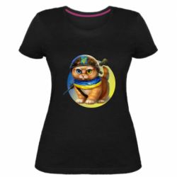 Женская премиум футболка Военный котик - PrintSalon