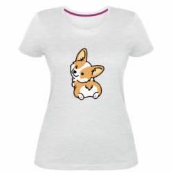 Женская премиум футболка Winking Corgi - PrintSalon