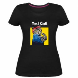 Женская премиум футболка Yes I Cat - PrintSalon
