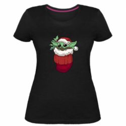 Женская премиум футболка Йода в перчатке - PrintSalon