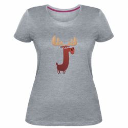 Женская премиум футболка Забавный олень - PrintSalon