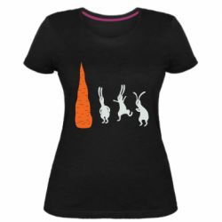 Женская премиум футболка Зайцы возле морковки