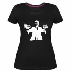 Женская стрейчевая футболка Zelensky fuck putin - PrintSalon