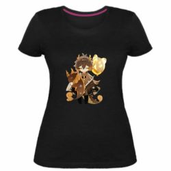 Женская премиум футболка Zhongli with baloon - PrintSalon