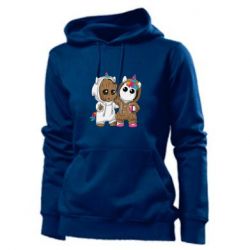 Женское худи Baby Groot And Unicorn - PrintSalon