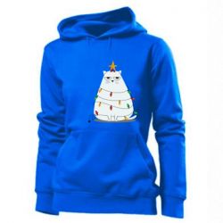 Женское худи Cat and Christmas Lights - PrintSalon
