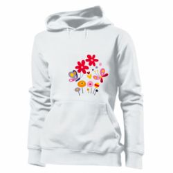 Женское худи Flowers and Butterflies - PrintSalon