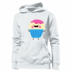 Женское худи Funny cupcake with smile - PrintSalon