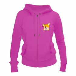 Женское худи на молнии Cute Corgi Puppy - PrintSalon